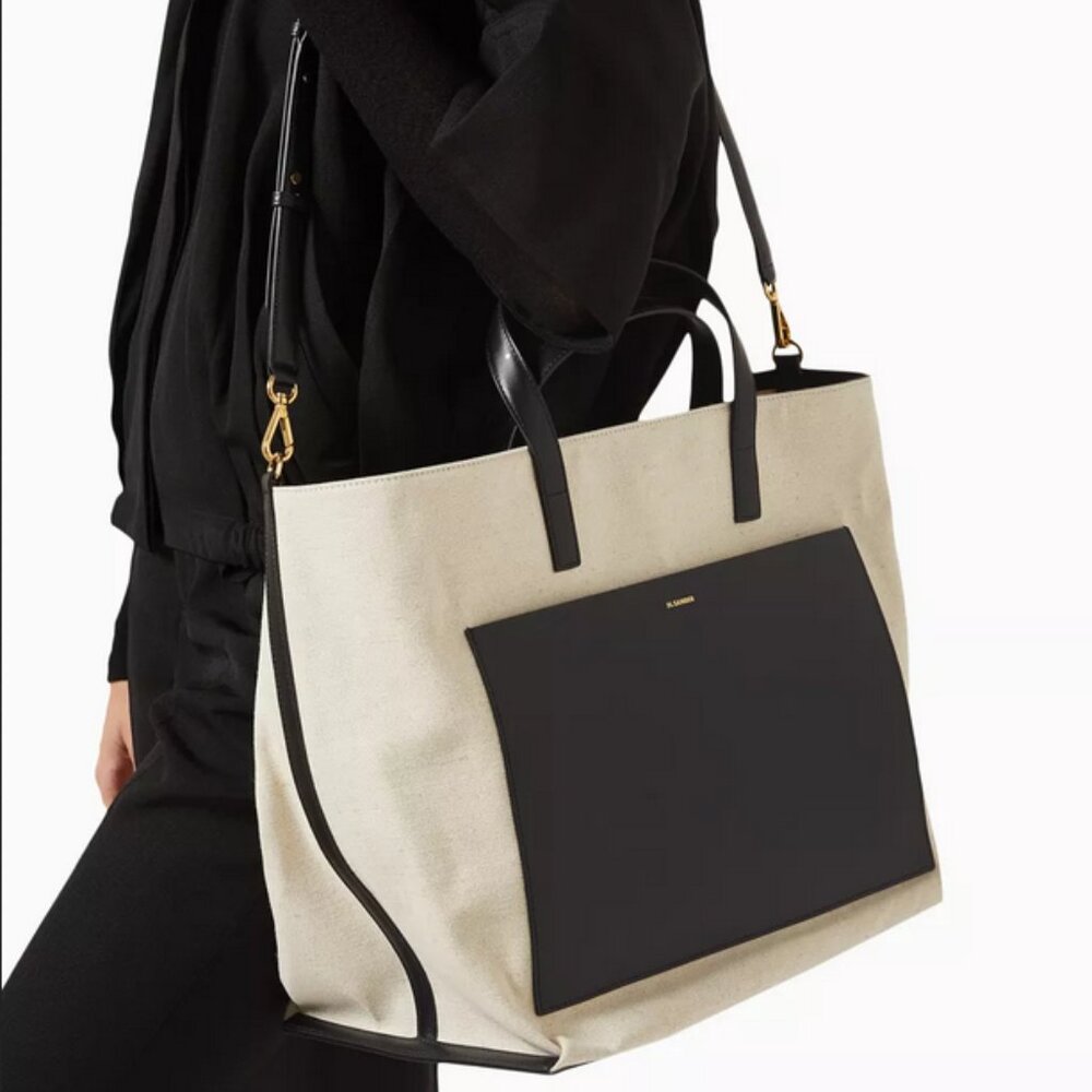 Jil Sander Wander Square Tote Bag Minimal Luxury Zipped Top Handle Large Purse - Picture 2 of 16